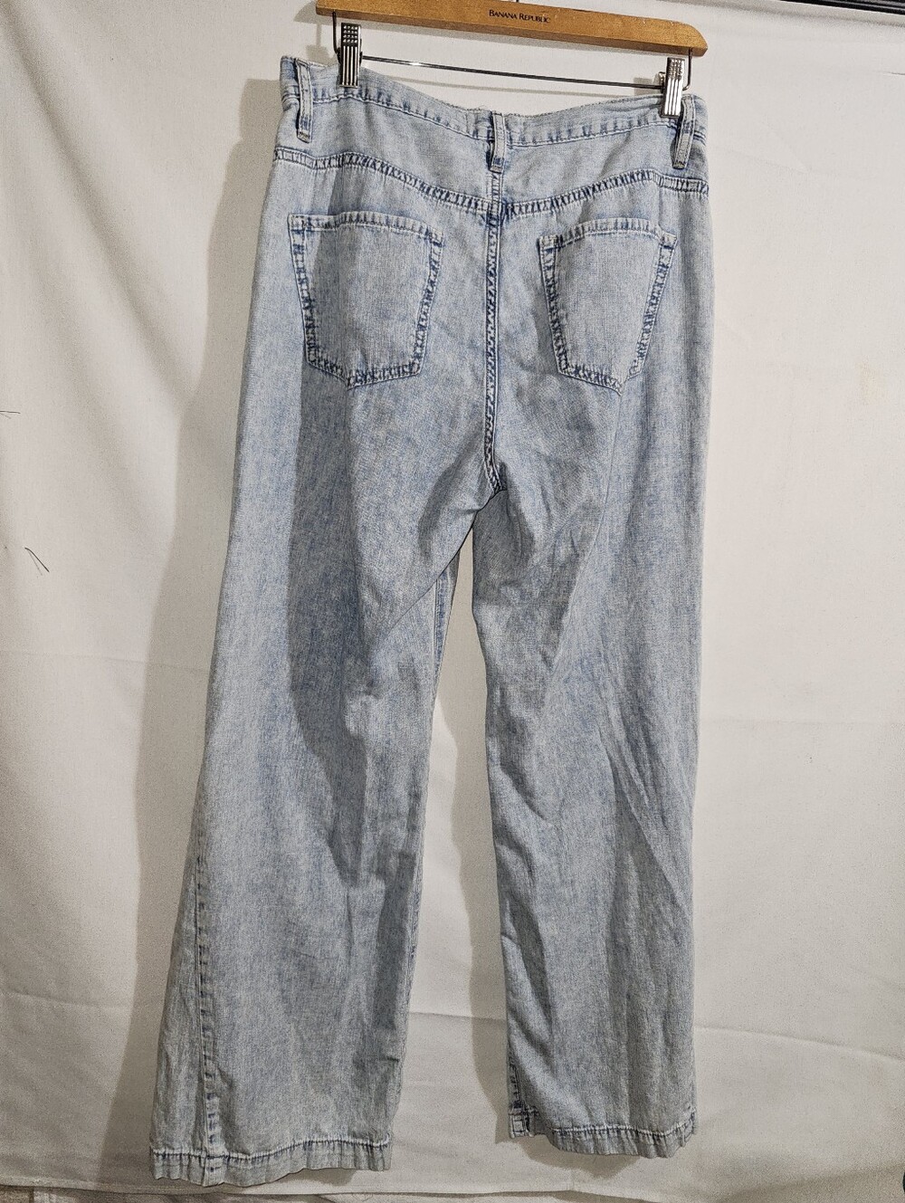 Frame Le Baggy Palazzo High-Rise Wide-Leg Recycled Cotton-Blend Denim Jeans Sz28 - Picture 7 of 13